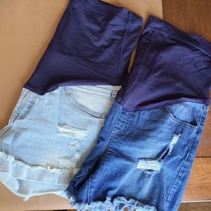 Pink Blush Maternity Jean Shorts (two pairs) Size Large
